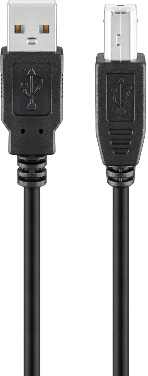 Goobay USB-A naar USB-B-kabel, 5 m, zwart, 2,5 W, 0,5 A, 480 Mbit/s, USB 2.0