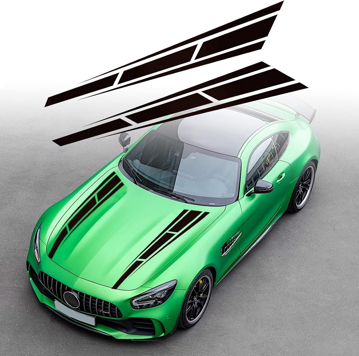 Hood Sticker - Racing Body Side Stripe Decal Vinyl Krijtstreep Decoratie voor Auto, Sport Streep Stickers Zwart