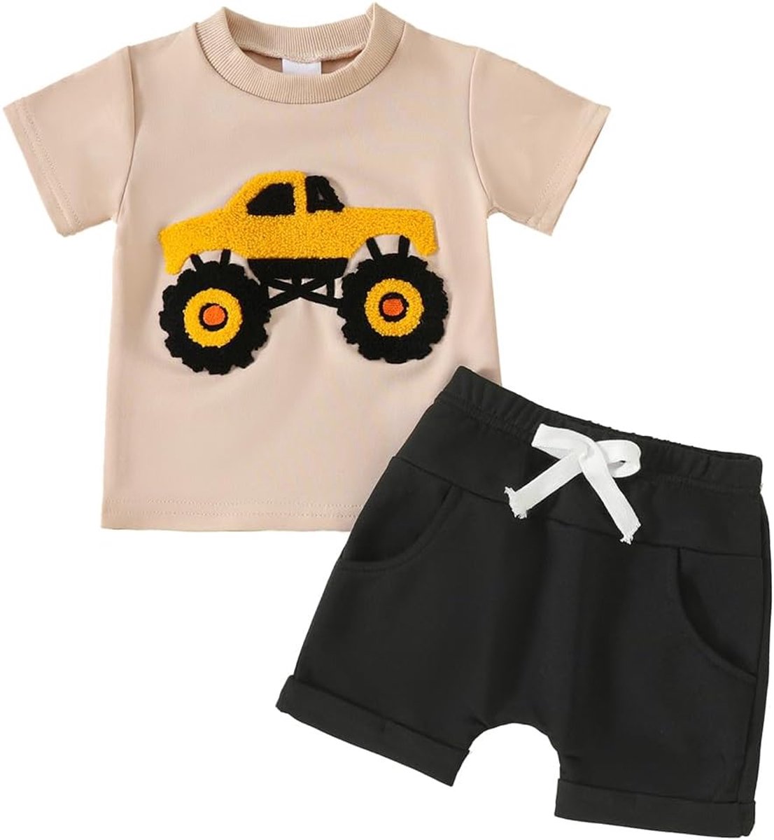 Kledingset voor baby's, peuters, grappig T-shirt met letterborduurwerk, bovendeel en elastische taille, 2-delige set voor lente en zomer