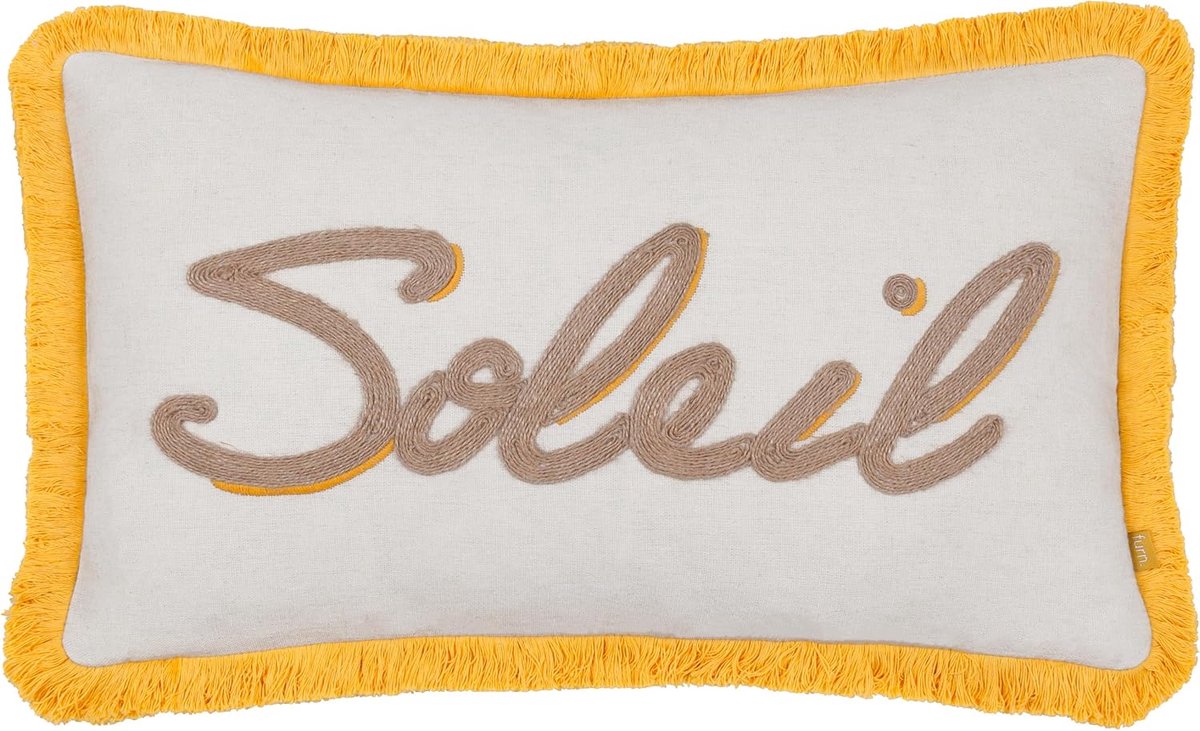 Furn. Soleil Geborduurd Kussenhoes - Geel - 30x50cm