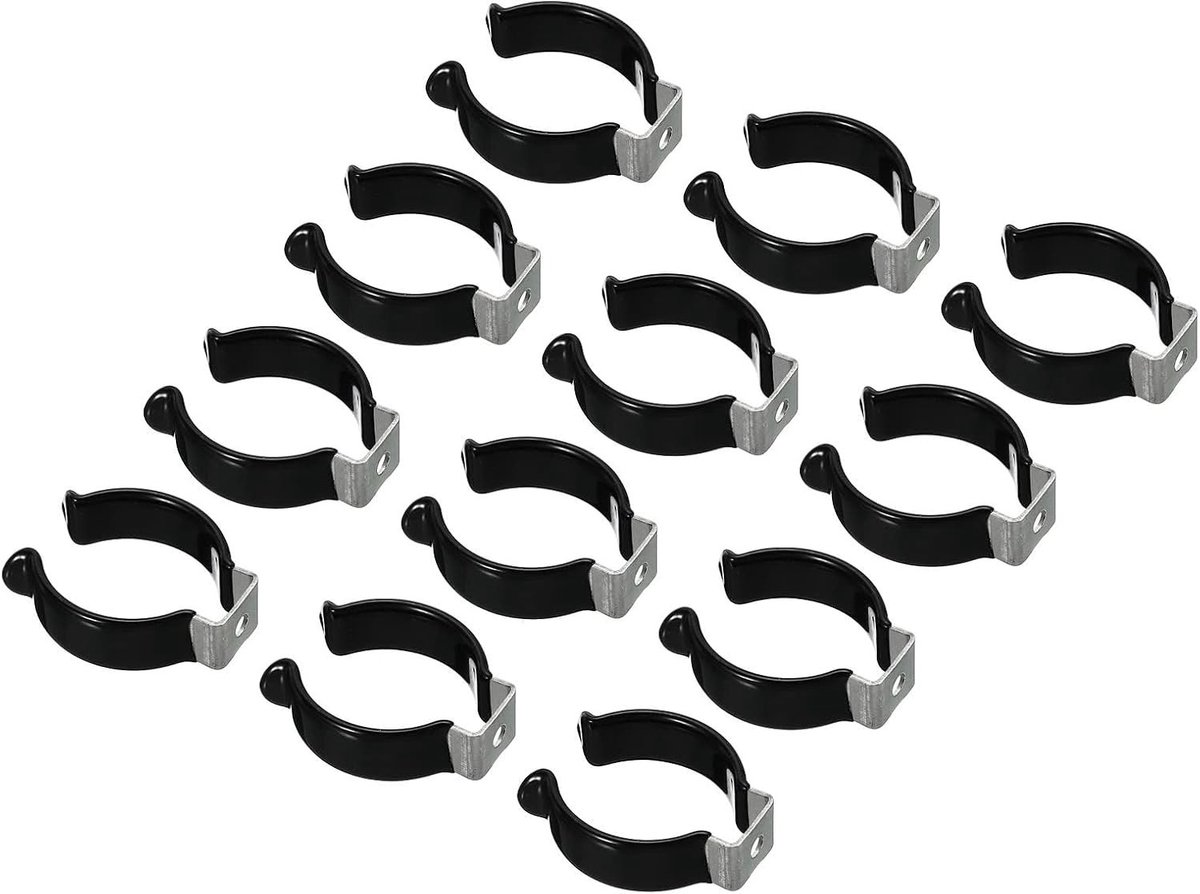 12 Stuks U Clips Houder voor LED Lamp Bevestiging - RVS Fluorescentie Tube Klemmen en Ondersteuning voor Stabiliteit en Voorkomen van Doorzakken, Zwart