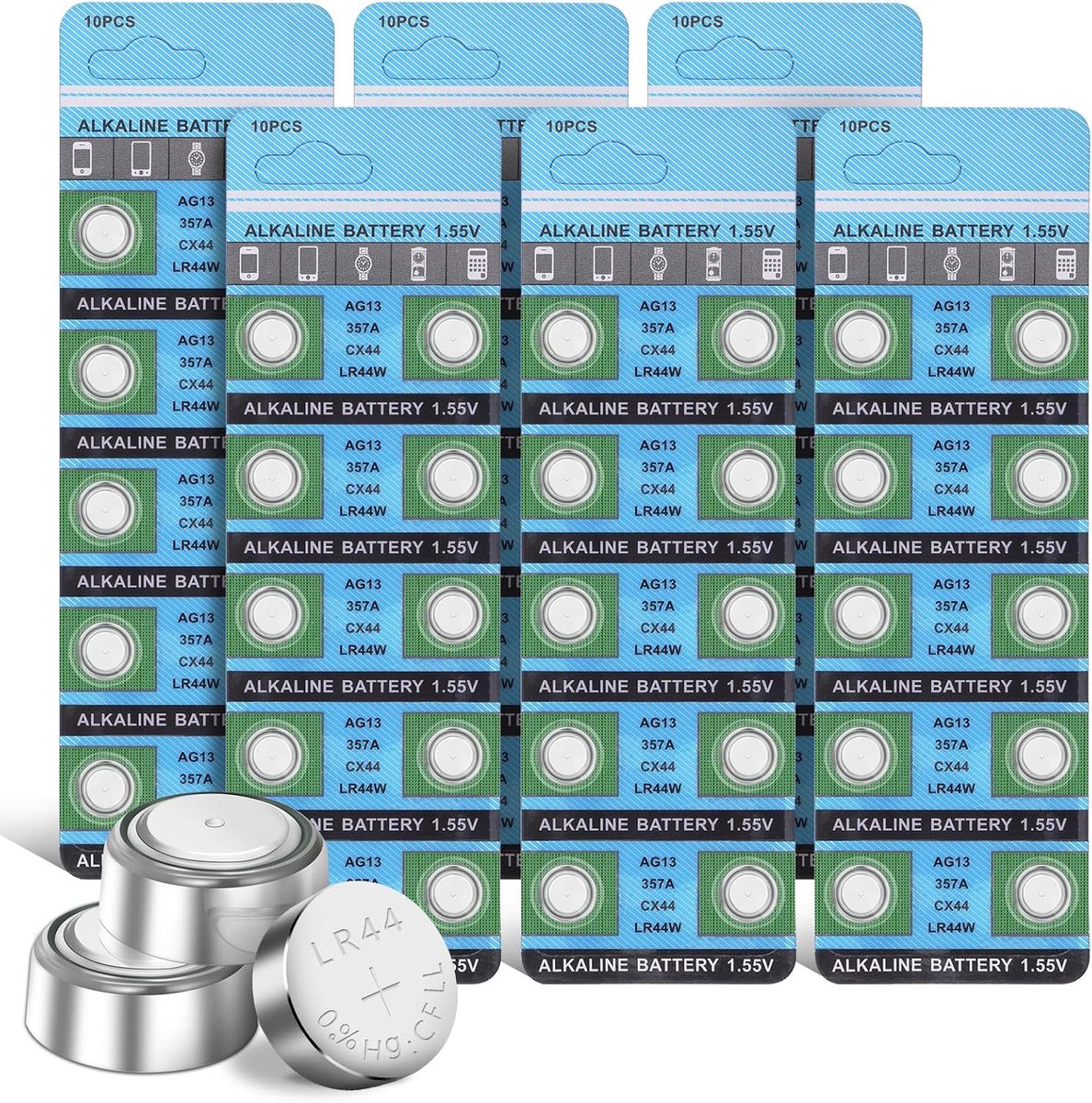Knoopcelbatterijen, 60 Stuks 1,5 V A76 alkaline knoopcelbatterijen Voor Thermometers Zaklampen Rekenmachine Meetinstrumenten