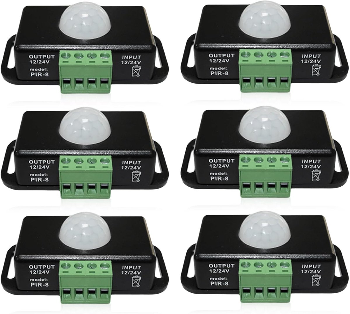 6 stuks led-bewegingsmelder, DC 12 V 24 V zwart bewegingssensor, mini-lichaam infrarood beweging PIR-sensor, schakelaar automatische draadloze IR-bewegingsmeter voor ledstrips lampen