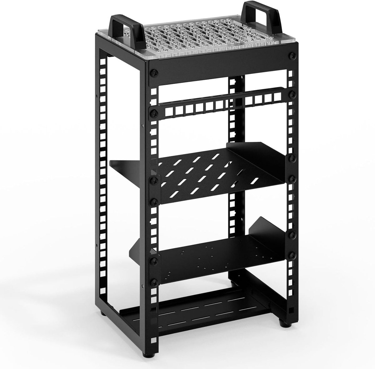 10 inch mini-rack, 8U desktop server rack, 200 mm diepte met verstelbare plank, voor NAS, switch, router, patchpaneel, home lab en AV-apparaten