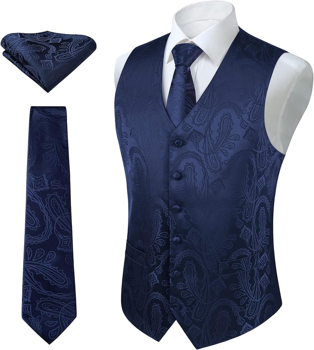 Vesten voor mannen bruiloft paisley vest bloemen jacquard stropdas zak vierkant feest formele vest pak set S-6XL