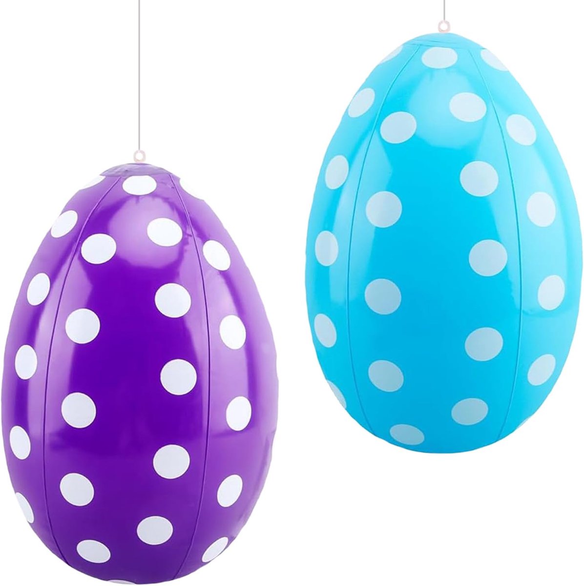Paaseieren, 2 stuks enorme paaseieren, paaseieren om op te hangen, geschikt voor Pasen, binnen en buiten, binnenplaats, tuin, gazondecoratie (blauw + paars)
