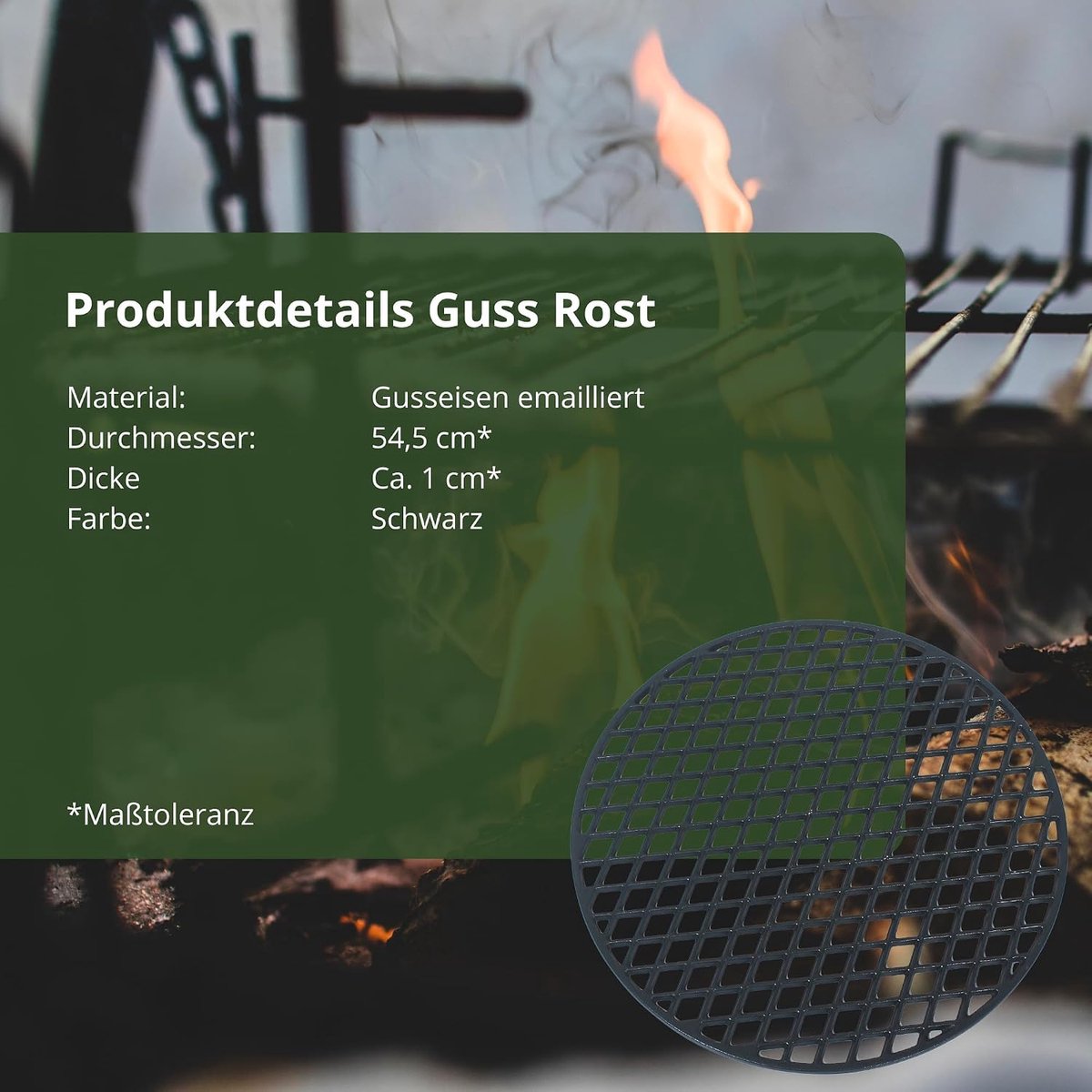 Grillrooster Ø 54,5 cm geëmailleerd grillrooster massief gietijzer TOP design inclusief handgrepen