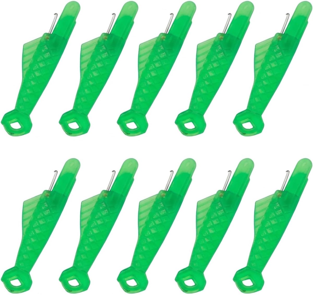 10 stuks naaldinrijgerset, groen, praktische inrijghulp voor naaimachines en handnaaien, visvorm, kunststof inrijger voor naalden, automatische naald, threading tool als naaimachineaccessoire