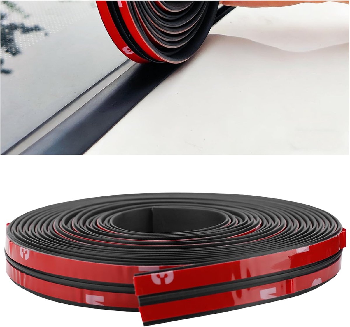 4 m rubberen afdichting voor de voorruit, T-vormige afdichtingsstrips, randbescherming, zelfklevende rubberen afdichting, afdichting voorruit auto voor de voorruit van de auto, bovenlichten (14 mm)