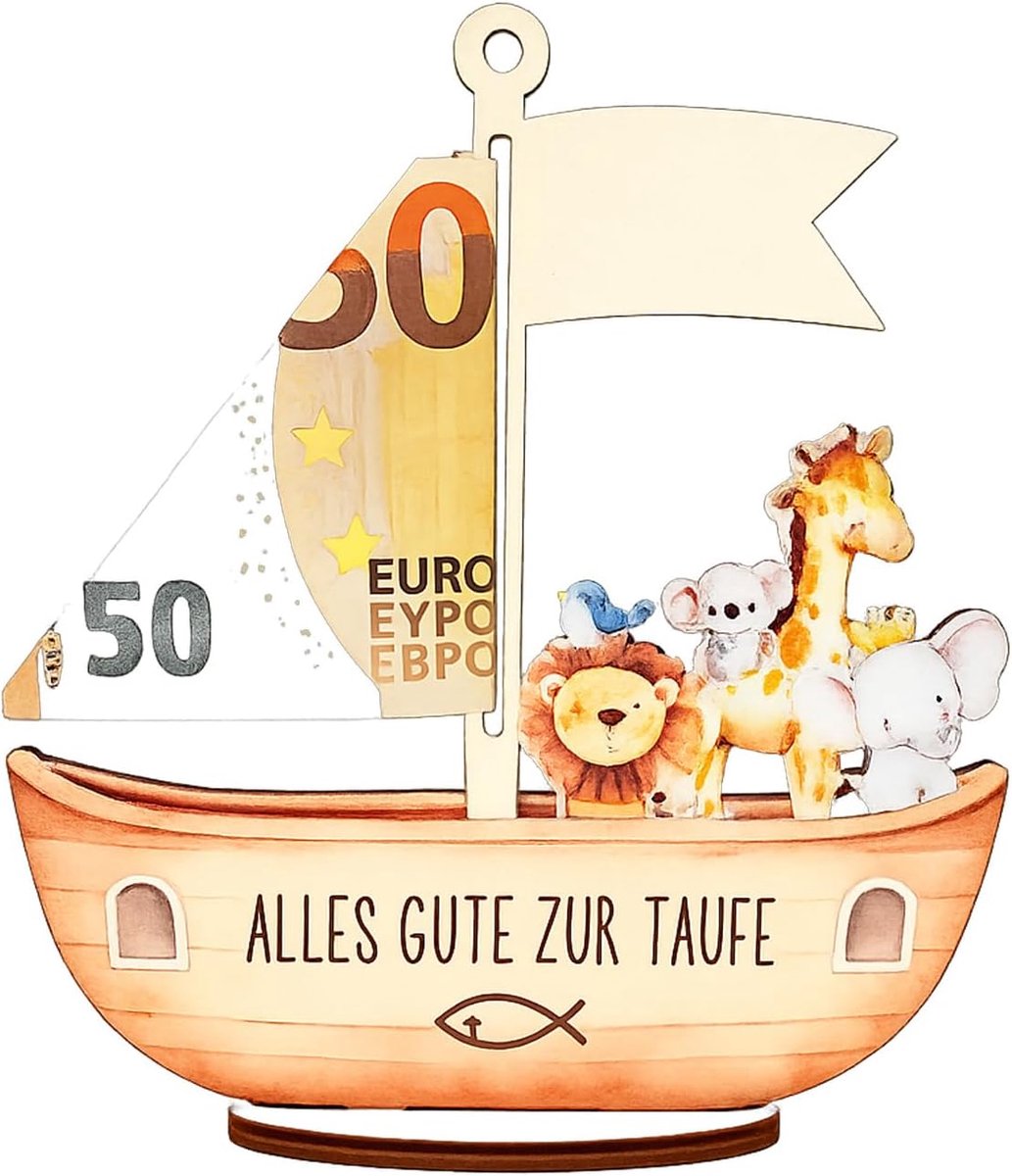 1 stuk houten zeilboot doopgeschenk - personaliseerbaar, als geldcadeau voor de doop, voor jongens, meisjes, babykamerdecoratie, aandenken, handgemaakt