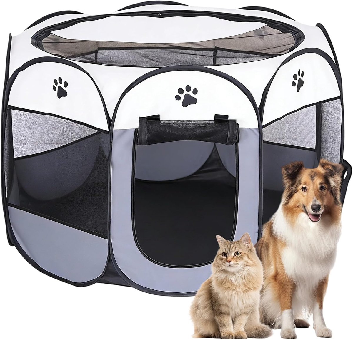 Puppyren voor binnen en buiten, opvouwbare box voor honden en katten, waterdichte Oxford-stof, puppybox voor katten, honden, konijnen, 74 x 74 x 43 cm