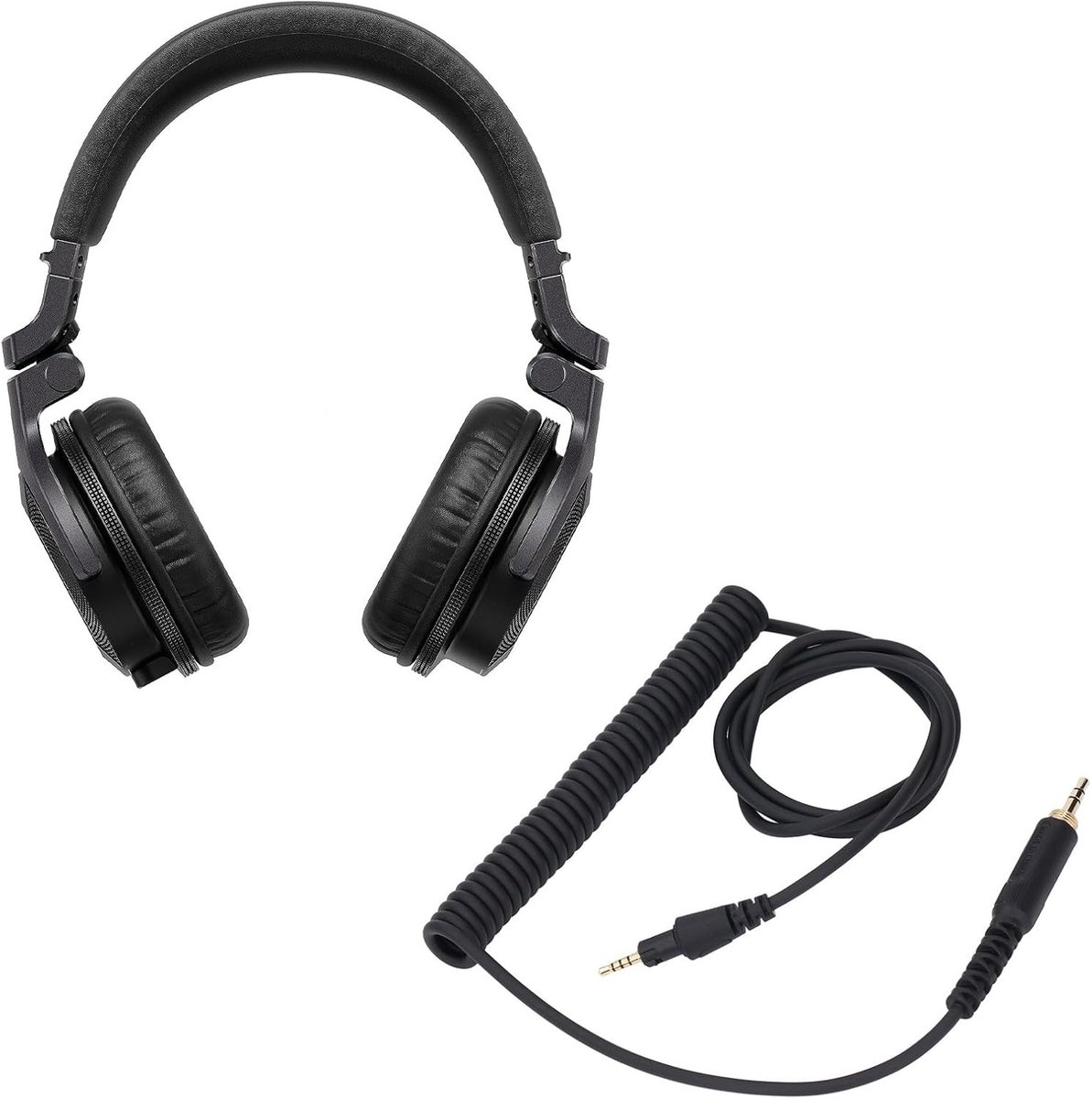 Vervangende audiokabel voor hoofdtelefoons, uitrekbare spiraalkabel met 3,5 mm stereo plug en 6,3 mm adapter voor DJ en studio gebruik