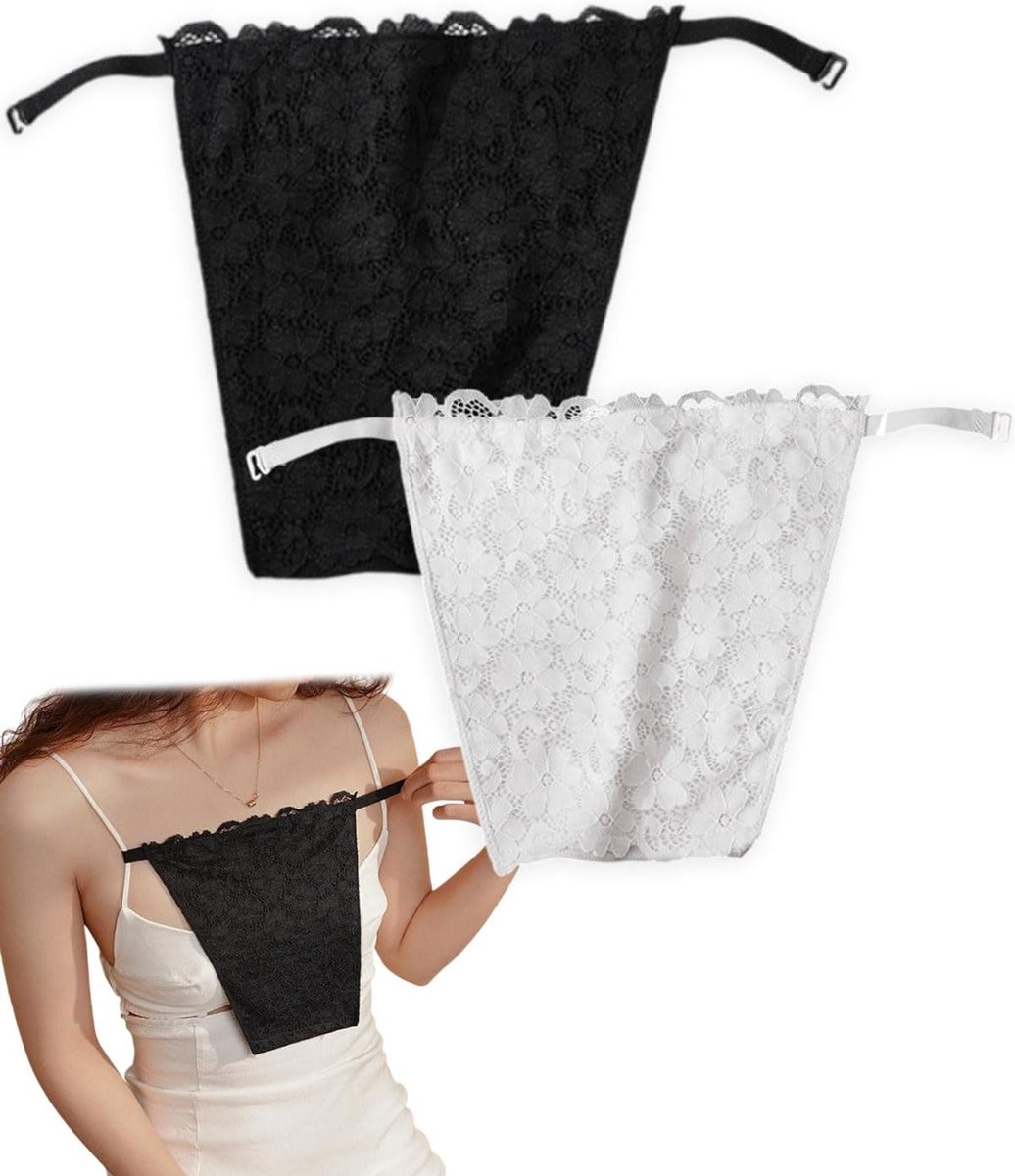2 stuks dubbellaags kanten clip mock-hemdje voor dames - bh-inzetstuk overlay bescheiden paneelvest, beha-inzetstuk overlay bescheiden paneelvest, dames kanten clip-on nep-hemdje