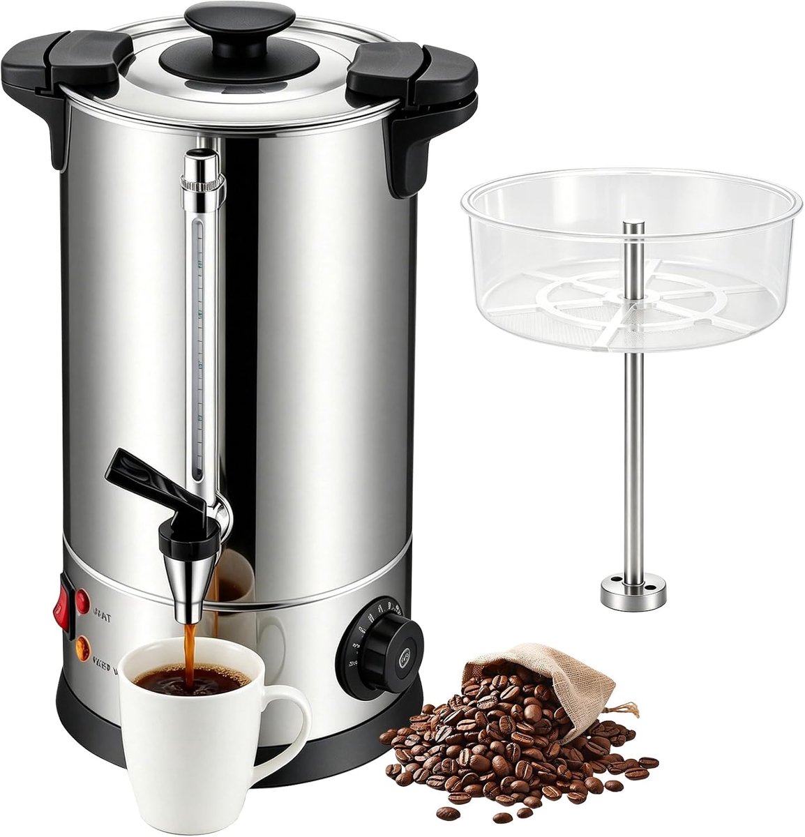 koffiezetapparaat 15 l, koffiezetapparaat met roestvrijstalen filter