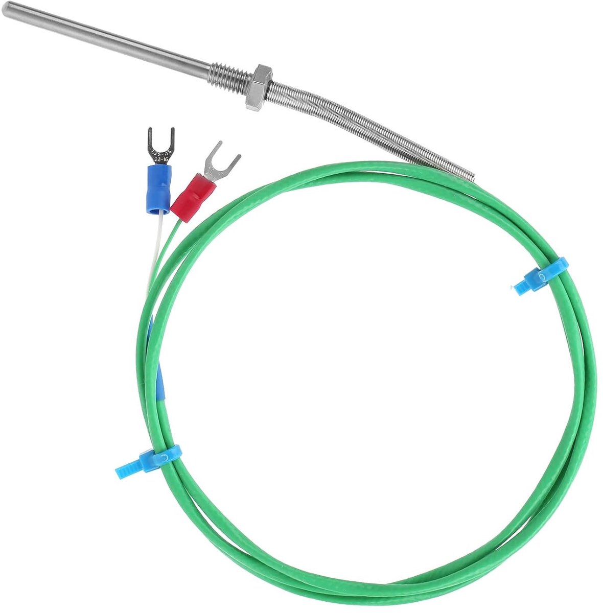 Thermokoppel, Sonde Getwist Paar Afgeschermde Schroeftemperatuursensor, Veel Gebruikt in Aardolie, Waterbesparing, 0-200, Groen, M6x50mm(1meter)