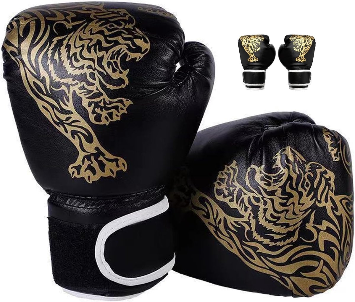 Jinwen tijgerhandschoenen voor kinderen, opvallend, zandzak, muay thai, taekwondo, vechtsporten, PU-bokshandschoenen, trainingshandschoenen voor 3-12 jaar, het beste cadeau voor kinderen
