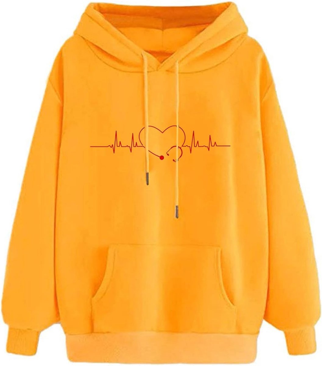 Rode hoodie met hartje, lange mouwen en kangoeroe zak