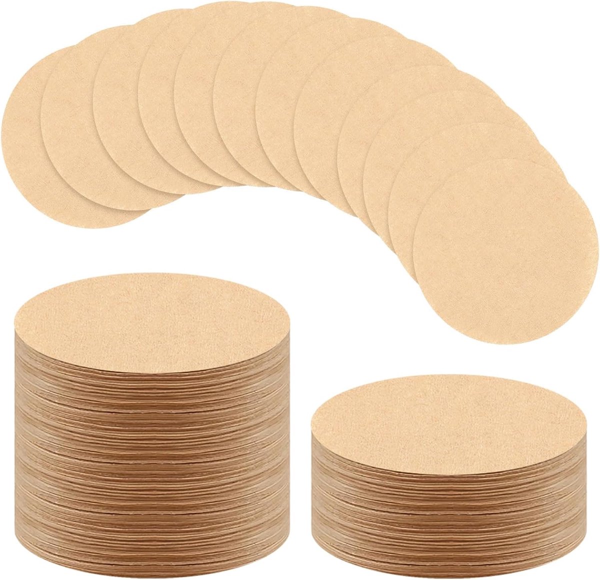 600 stuks ongebleekt natuurlijk koffiefilterpapier, 6,4 cm, rond, compatibel met Aerobie Aeropress koffie- en espressomachines