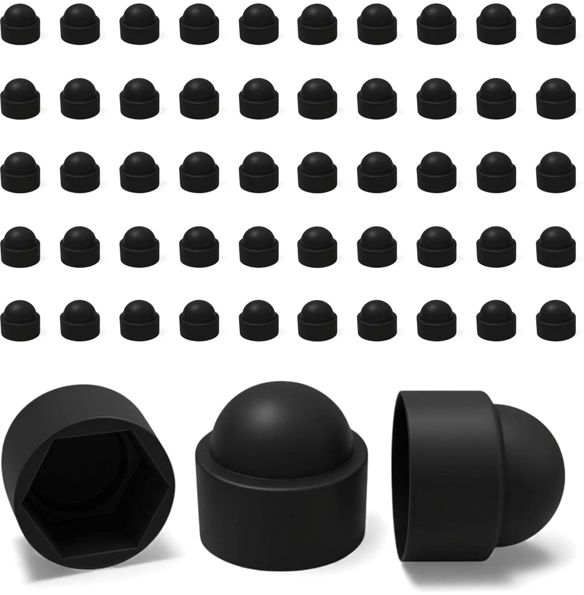 Ajile Beschermende afdekking voor schroeven en moeren, zwart, schroefdraad M10, 17 mm, zak met 50 stuks