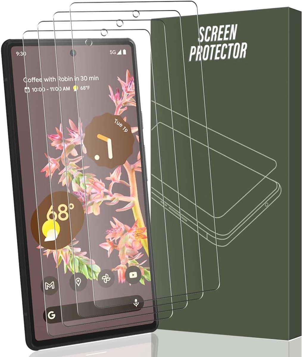 4 stuks beschermfolie compatibel met Google Pixel 6, pantserbescherming, glas, 9H hardheid folie, HD-displaybescherming, ultra-helder pantserfolie voor Google Pixel 6