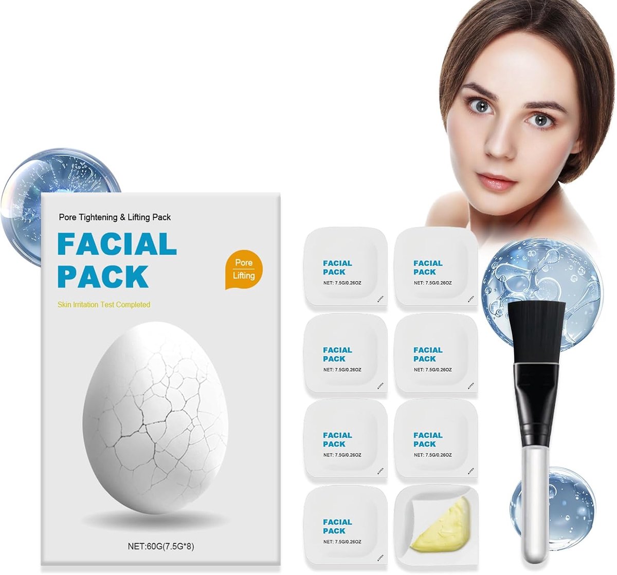 Gezichtsmasker, Huidverzorgingsmasker, Afspoelbaar Gezichtsmasker Zuiverend Kleimasker, Hydraterend Masker Om Glad te Maken, Poriën Aan te Strakken En De Huid Te Stevigen
