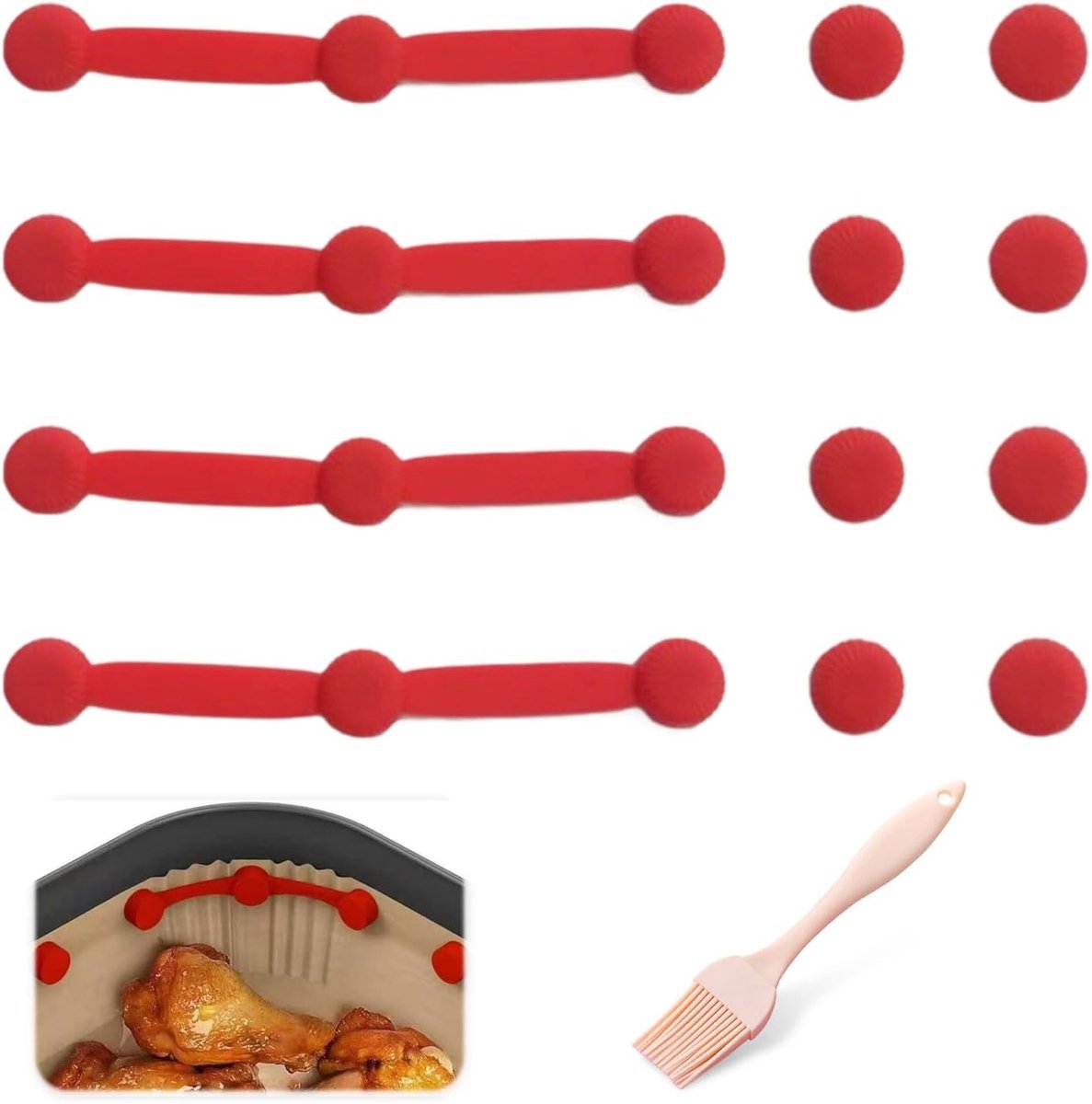 Accessoires voor heteluchtfriteuse en perkamentpapier, voorkomt dat het wegwerppapier van levensmiddelen wordt afgedekt en het verwarmingselement in aanraking komt