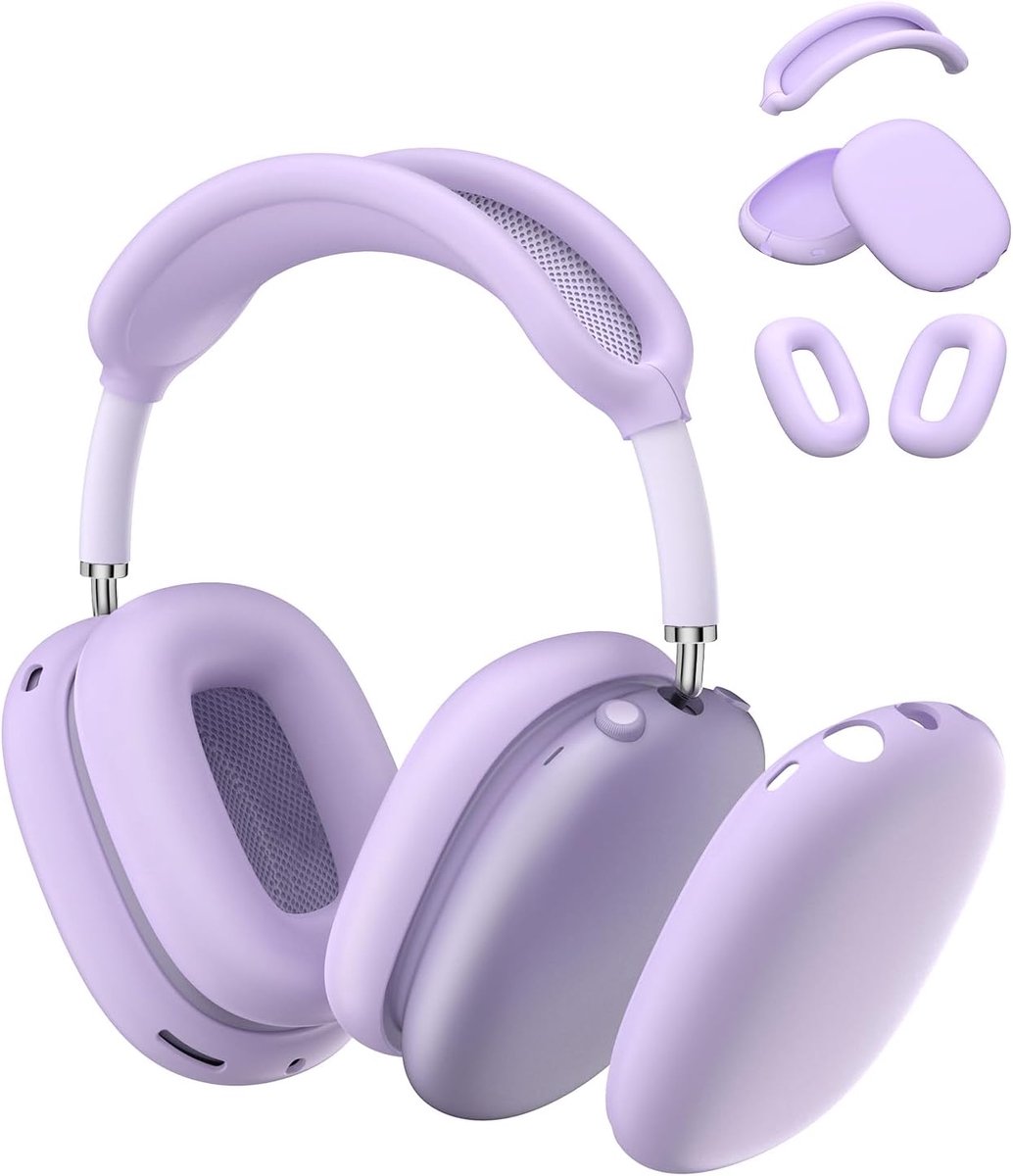 Hoes voor Airpods Max koptelefoon, USB-C/Lightning, AirPods Max, accessoires, oorkussenhoes/oorschelphoes/hoofdband, zachte siliconen hoes (viooltje)