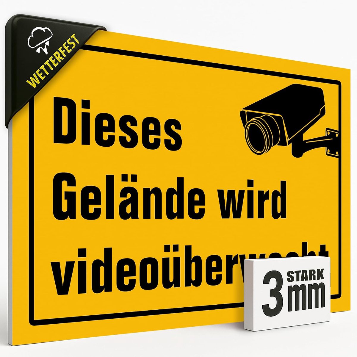 Bord 20 x 30 cm, "dit terrein wordt videobewakend", weerbestendig, uv-bestendig, 3 mm hardschuimplaat, veiligheidswaarschuwingsbord voor buiten en binnen, eenvoudige montage