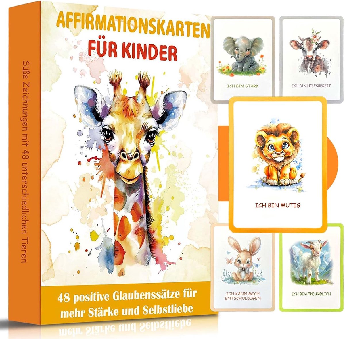 48 affirmatiekaarten voor kinderen, gevoelskaarten voor kinderen, positieve affirmaties voor kleuters, mindfulnessdagboek, motivatiekaarten, cadeau voor kleuterschool, schoolstart en dagelijks gebruik