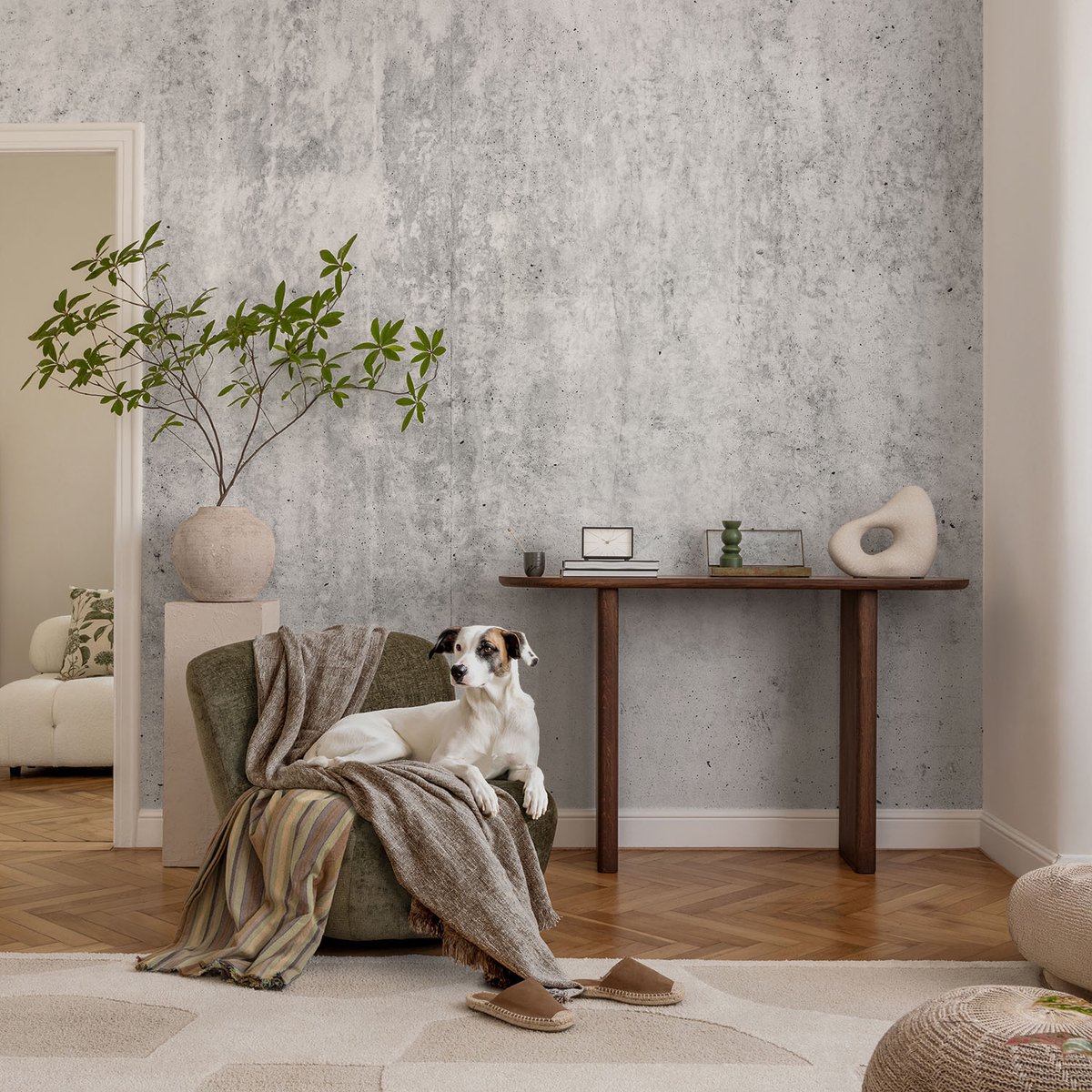 Coloray Vliesbehang - Grijs Snellijm Behang - 104x70 cm - Betonnen Muur Muurschildering - Slaapkamer behang Texturen - Fotobehang Vlies - Gang behang