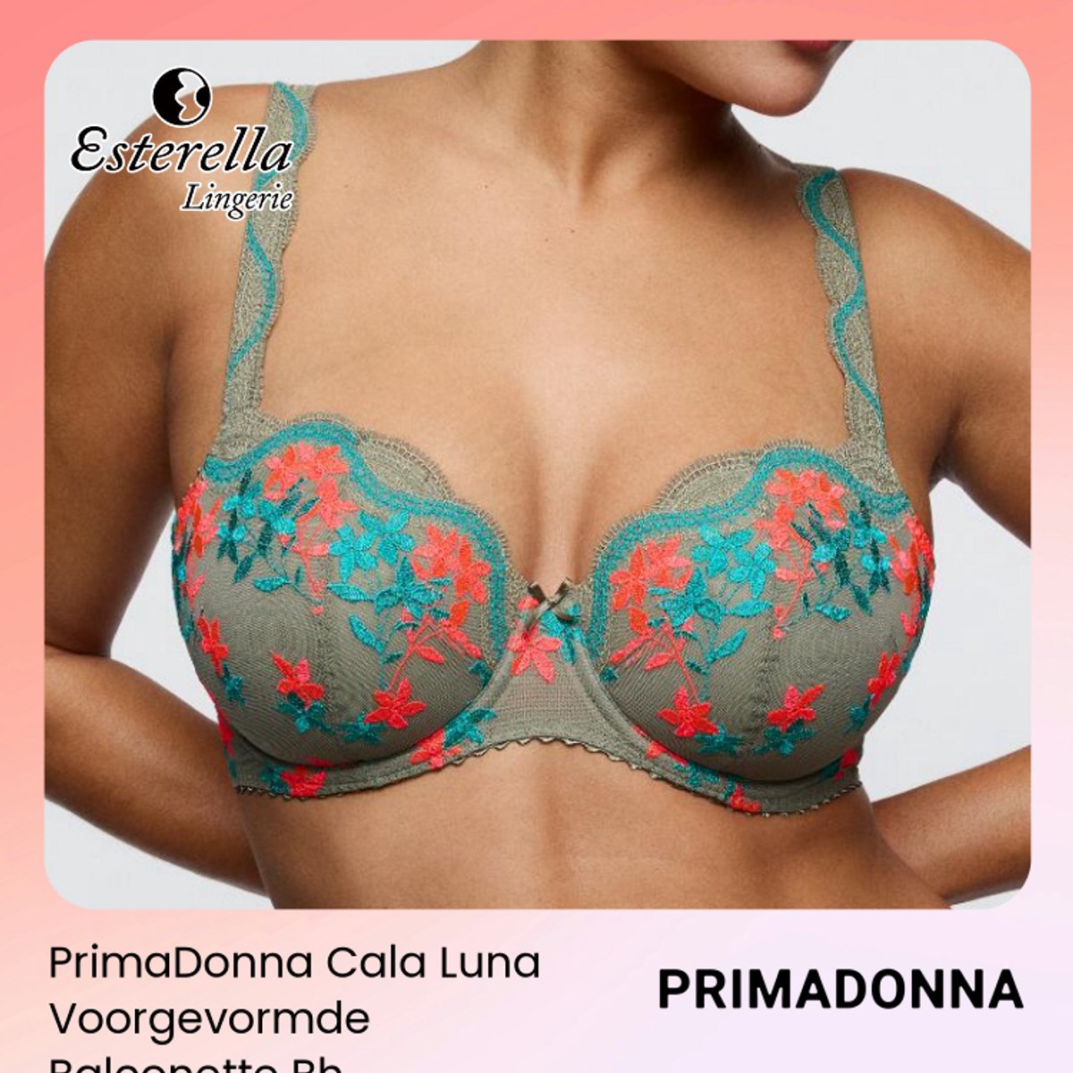 PrimaDonna Cala Luna Voorgevormde Balconette Bh 0263542 Botanique - maat EU 80B / FR Groen
