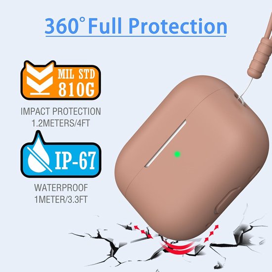 Compatibel met AirPods Pro 2e Generatie Hoesje, Anti-Daling Zacht Silicone Schokabsorptie Compatibel met AirPods Pro Hoesje Skin Touch met Sleutelhanger en Schoonmaakset, Melkthee — afbeelding 4