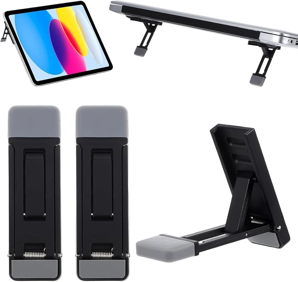 2 stuks toetsenbordstandaard, inklapbare toetsenbordstandaard voor bureau, onzichtbare zelfklevende mini-standaard voor laptop, 3 verstelbare hoeken, voor de meeste toetsenborden, zwart