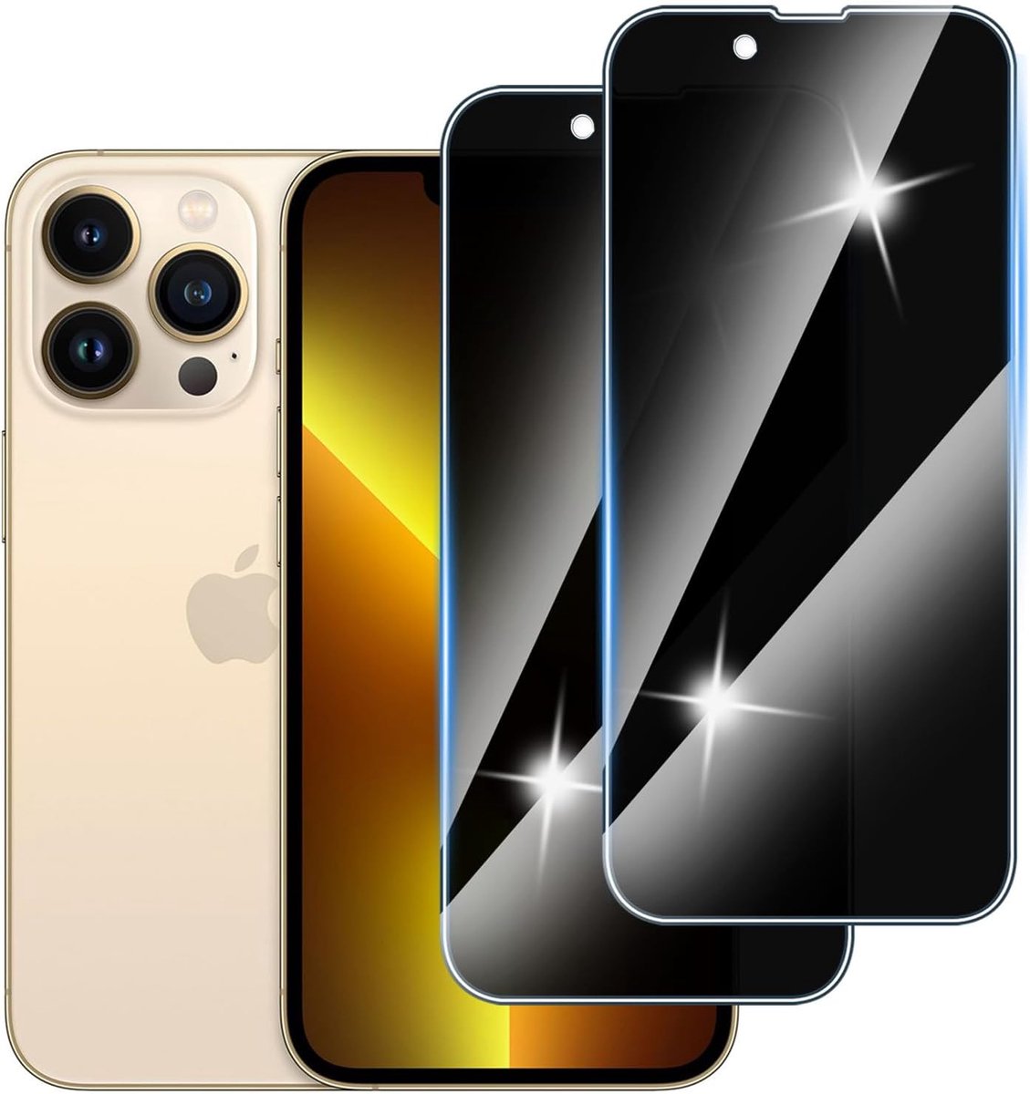 【2 stuks】privacy schermbeschermer voor iPhone 13 Pro, hardheid 9H,Geen Luchtbellen，Anti-Spy pantserbescherming,krasbestendig,privacyfolie