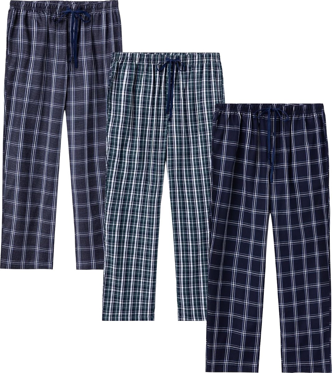 Herenpyjamabroek van Katoenflanel met Zijzakken en Trekkoord, Lang en Losvallend Model Voor Loungewear