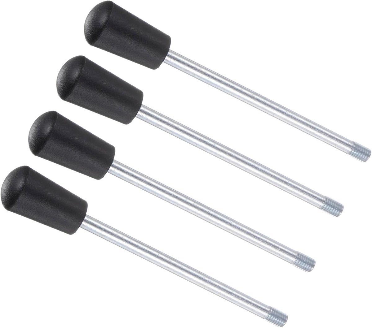Handvat met draaikrank, buitendraad M10, lengte 185 mm, lange arm verchroomd, zwarte zwengelgreep - (toepassingen: voor draaimachine), 4 stuks