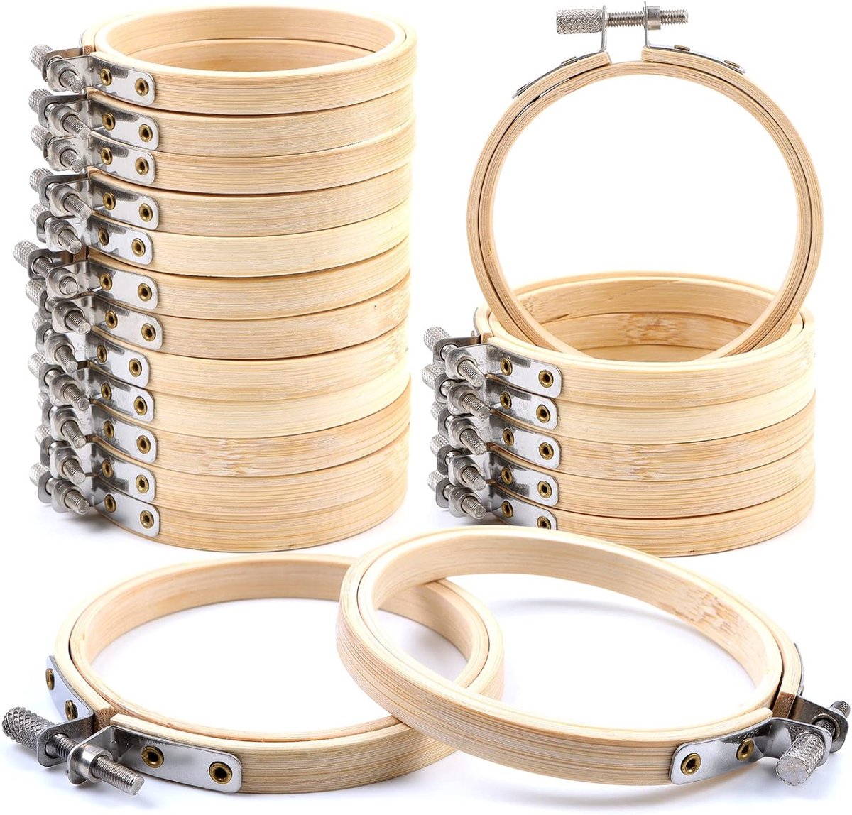 20 stuks borduurlijsten, bamboe, borduurcirkels, 8 cm, kruis, borduurwerk, hoepjes, kleine ronde frames van bamboe voor handnaaien, decoratie en doe-het-zelfprojecten en naaien