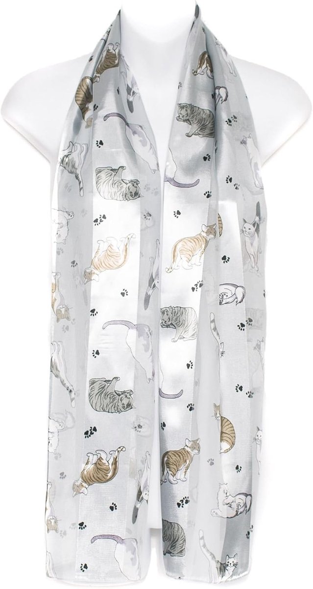 To Socks Satijnen sjaal van chiffon met kattenpoot kitten print