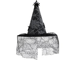 Sombrero de Bruja para Halloween Mujer, Sombrero Bruja Halloween de Ala Ancha y Punta Clásica, Ligero y Cómodo, Accesorio para Disfraz de Carnaval, Cosplay, Fiesta Temática