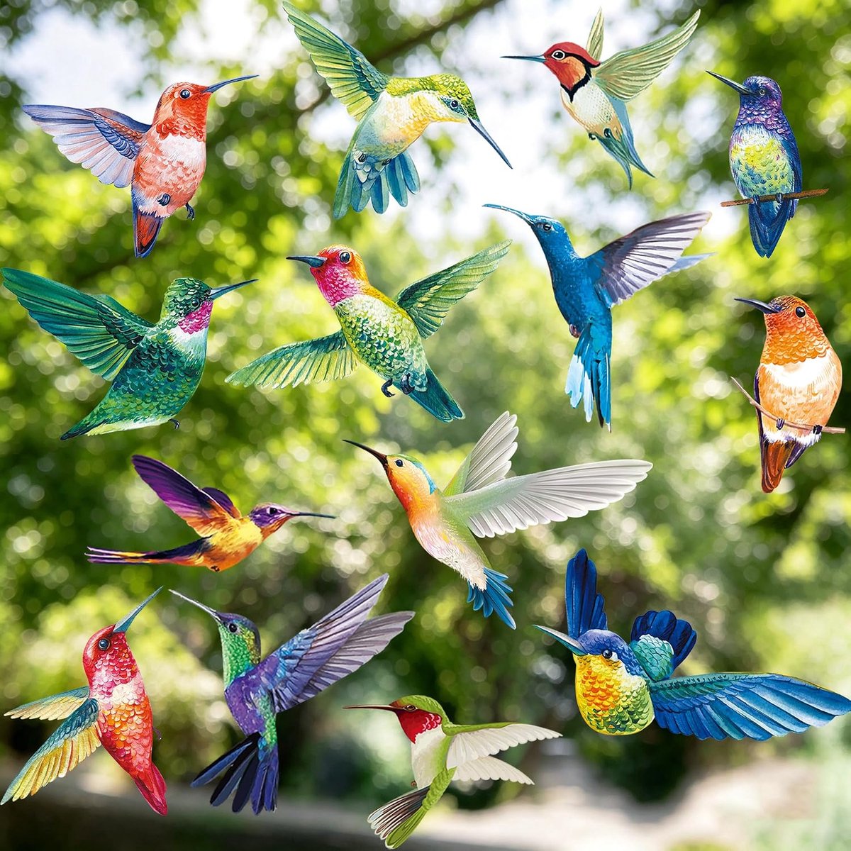 Anti-botsing Vogel Stickers Herbruikbare Statische Vinyl Stickers Kolibrie Ontwerp Transparant Kristal Sticker Voorkomen Vogelstoten Decoratie