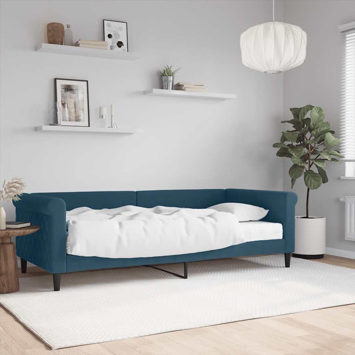 2 in 1 slaapbank met schuimmatras woonkamer slaapkamer blauw