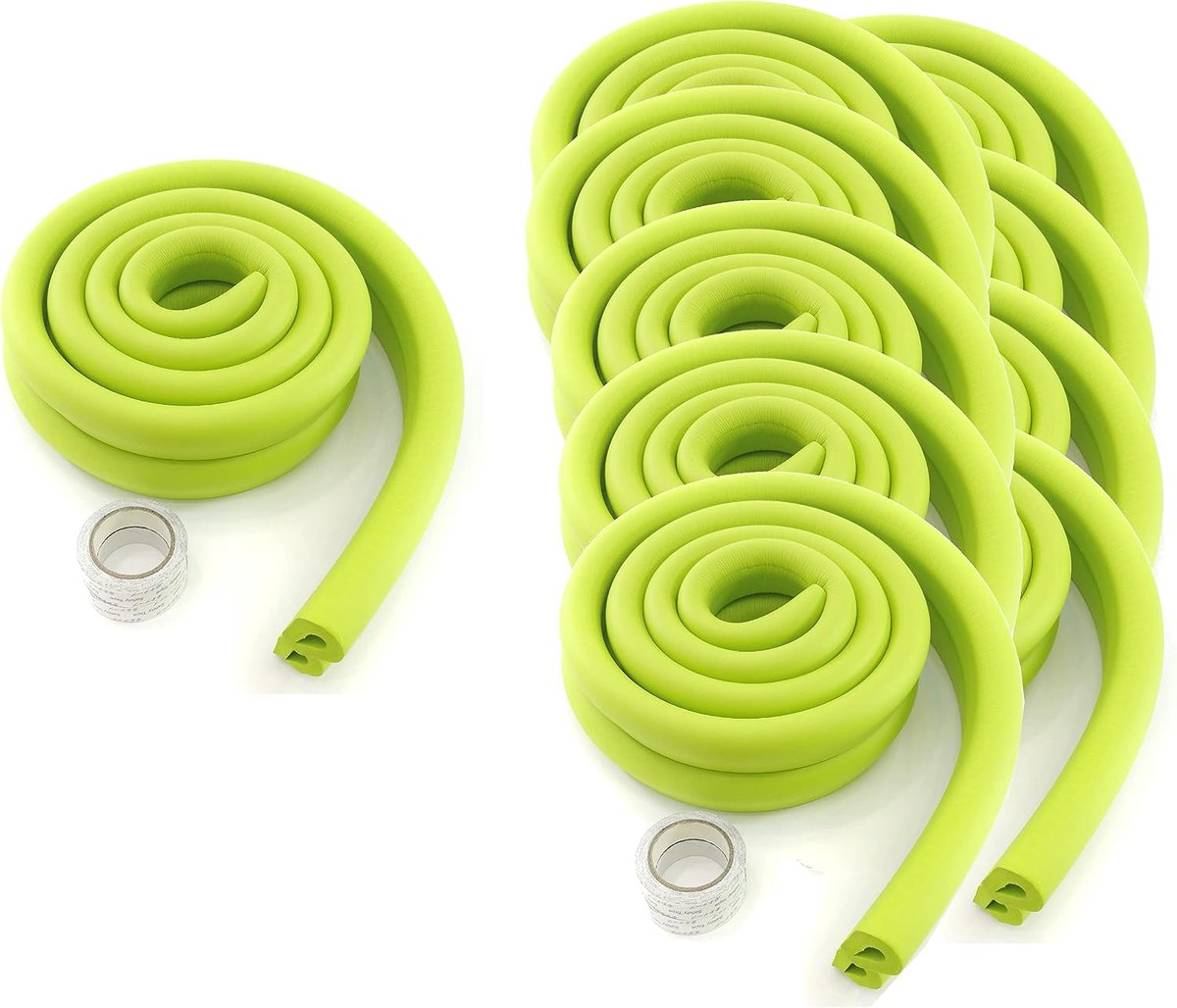 Randbescherming, U-vormige schuimbescherming, veiligheid voor je kinderen, tafelrandbescherming van glas, extra dik, randbescherming, 20 x 2 m, groen