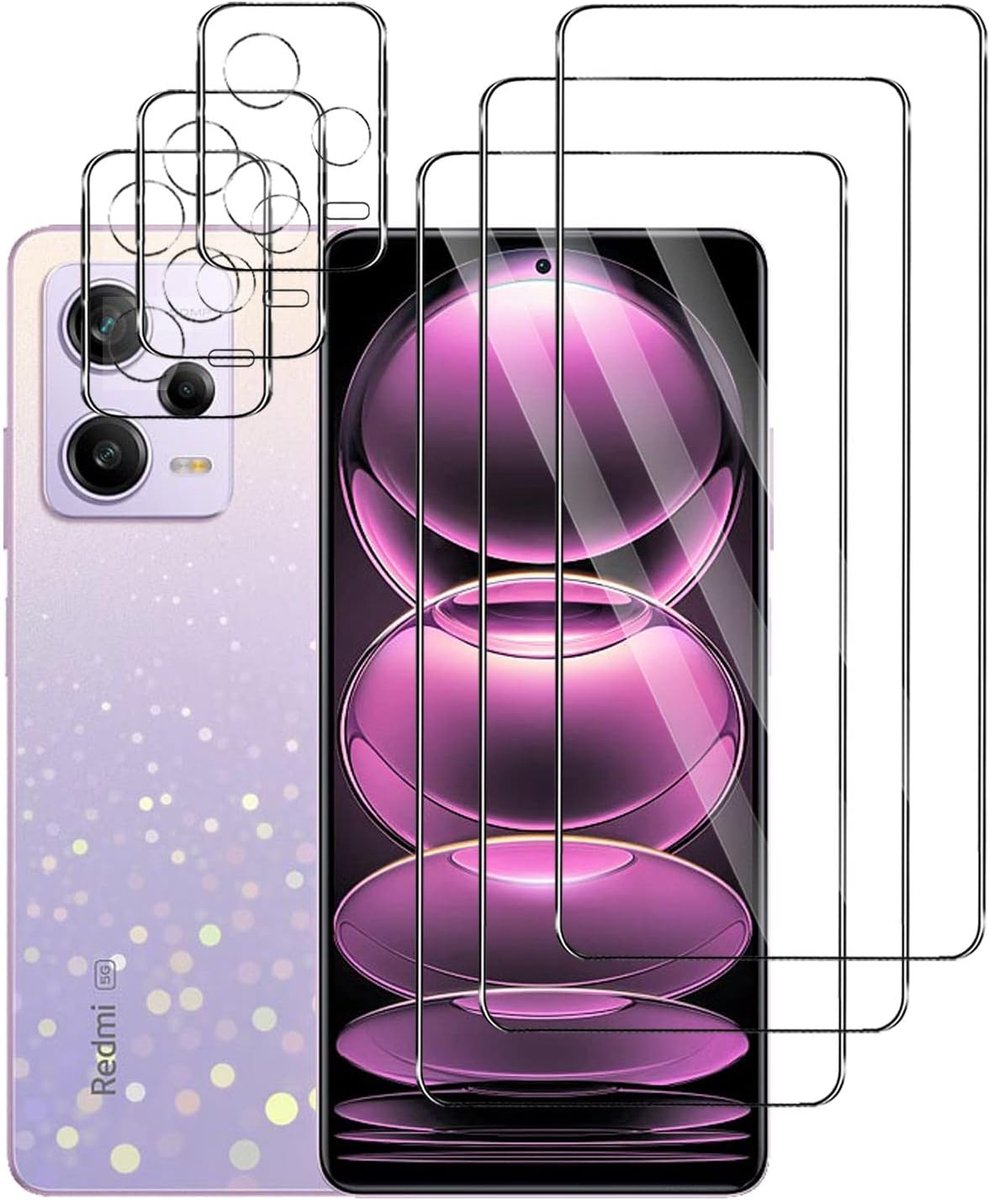 Beschermfolie voor Xiaomi Redmi Note 12 Pro + camerafolie, 9H hardheid pantserfolie, anti-vingerafdruk, HD pantserglasfolie voor Xiaomi Redmi Note 12 Pro (transparant)