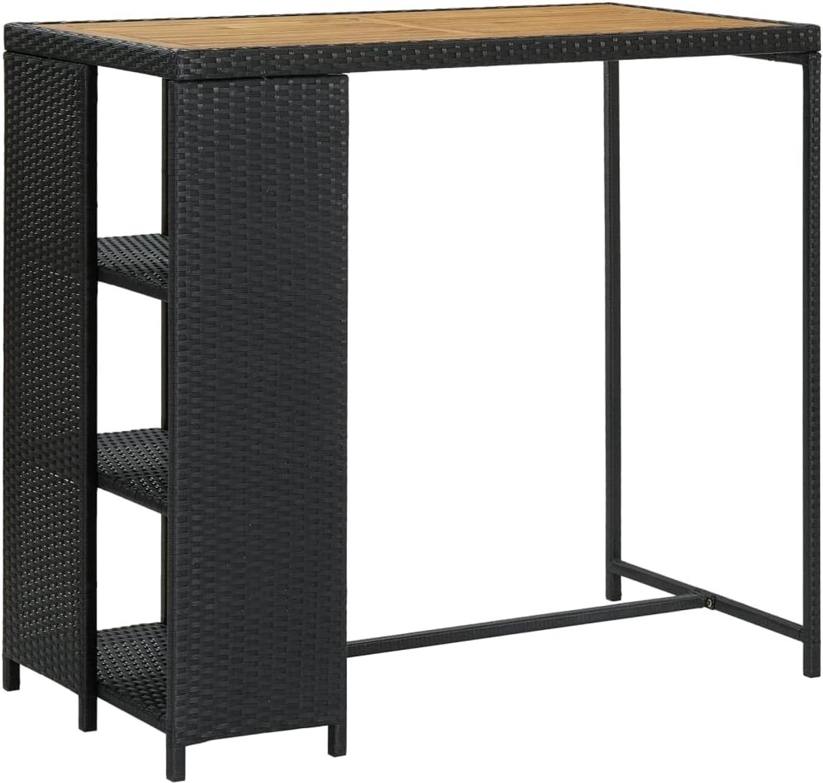 Rattan stalen frame met opbergrek 3 schappen 120x60x110 cm zwart