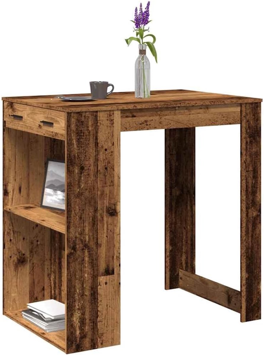 Hout opbergrek 2 schappen 102x70x103 5 cm oud houtkleurig