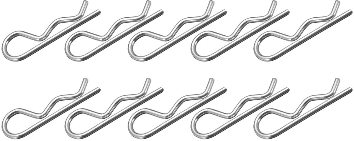 R-Shape Spring Splints 1.8mm x 32mm - 20 Stuks Carbon Staal voor Hitch Pin Lock Systemen, Duurzaam en Betrouwbaar