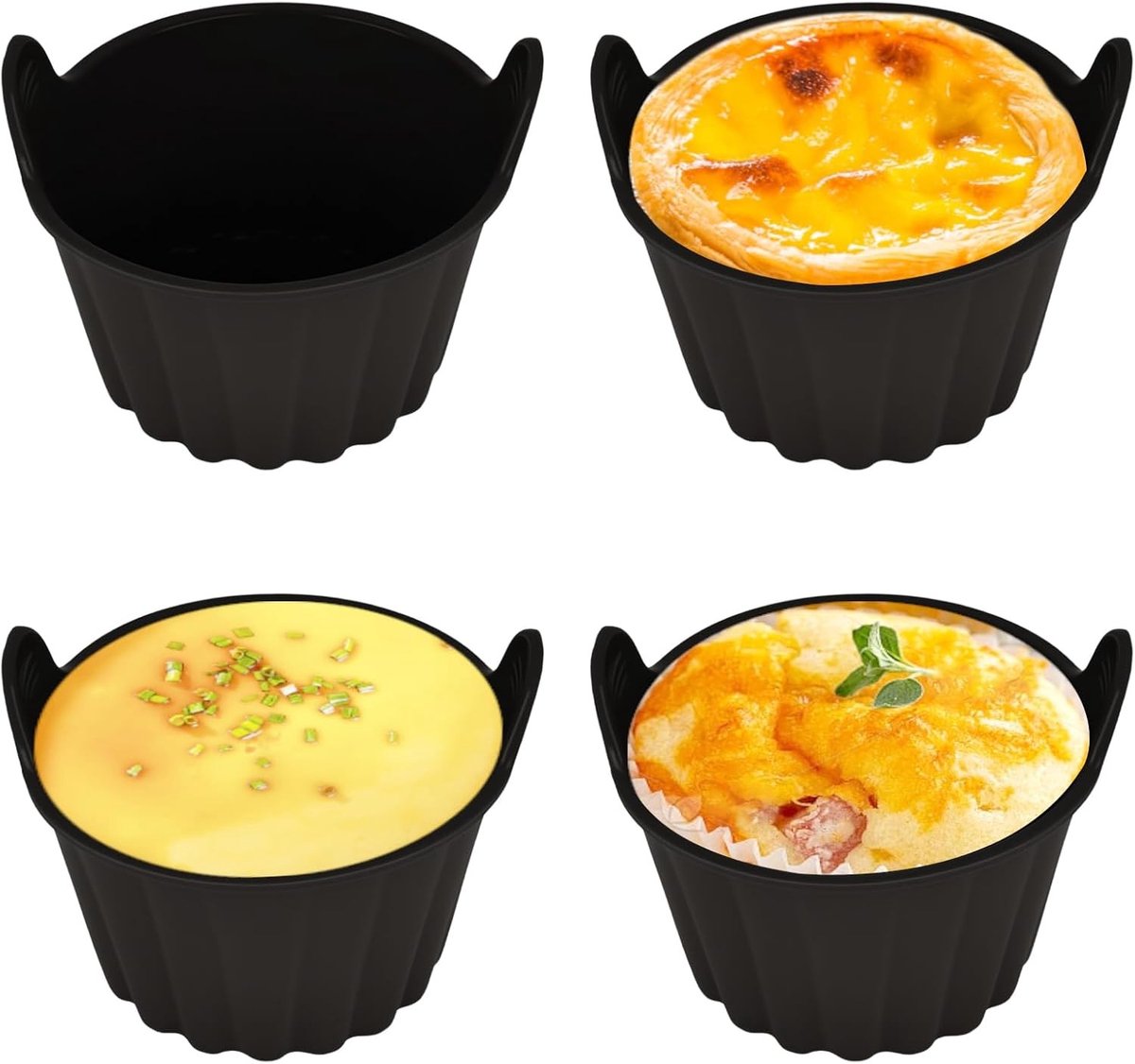 Siliconen Mallen voor Airfryer en Oven, 4 Stuks Eimallen, Muffin- en Taartmallen voor Gezond Koken