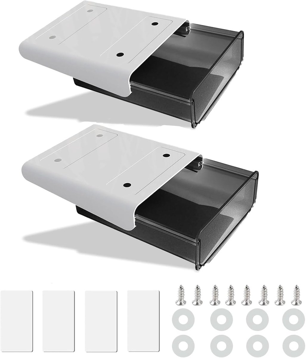 Verborgen Opbergbak voor Onder Tafel, Set van 2 Creatieve Lade Stickers voor Bureau Organizer Thuis en Kantoor (Zwart)