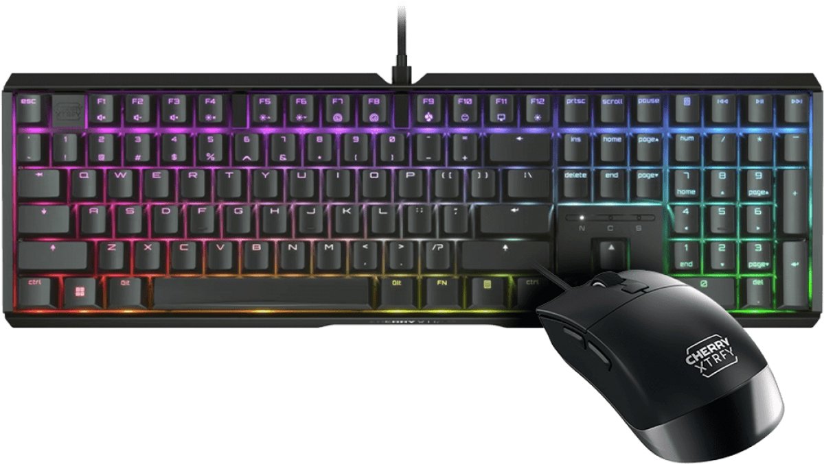 CHERRY XTRFY Gaming Combo - MX 3.1 Mechanisch Toetsenbord Full-size (Brown Switches, US QWERTY) + M50 Gaming Muis - RGB - Zwart