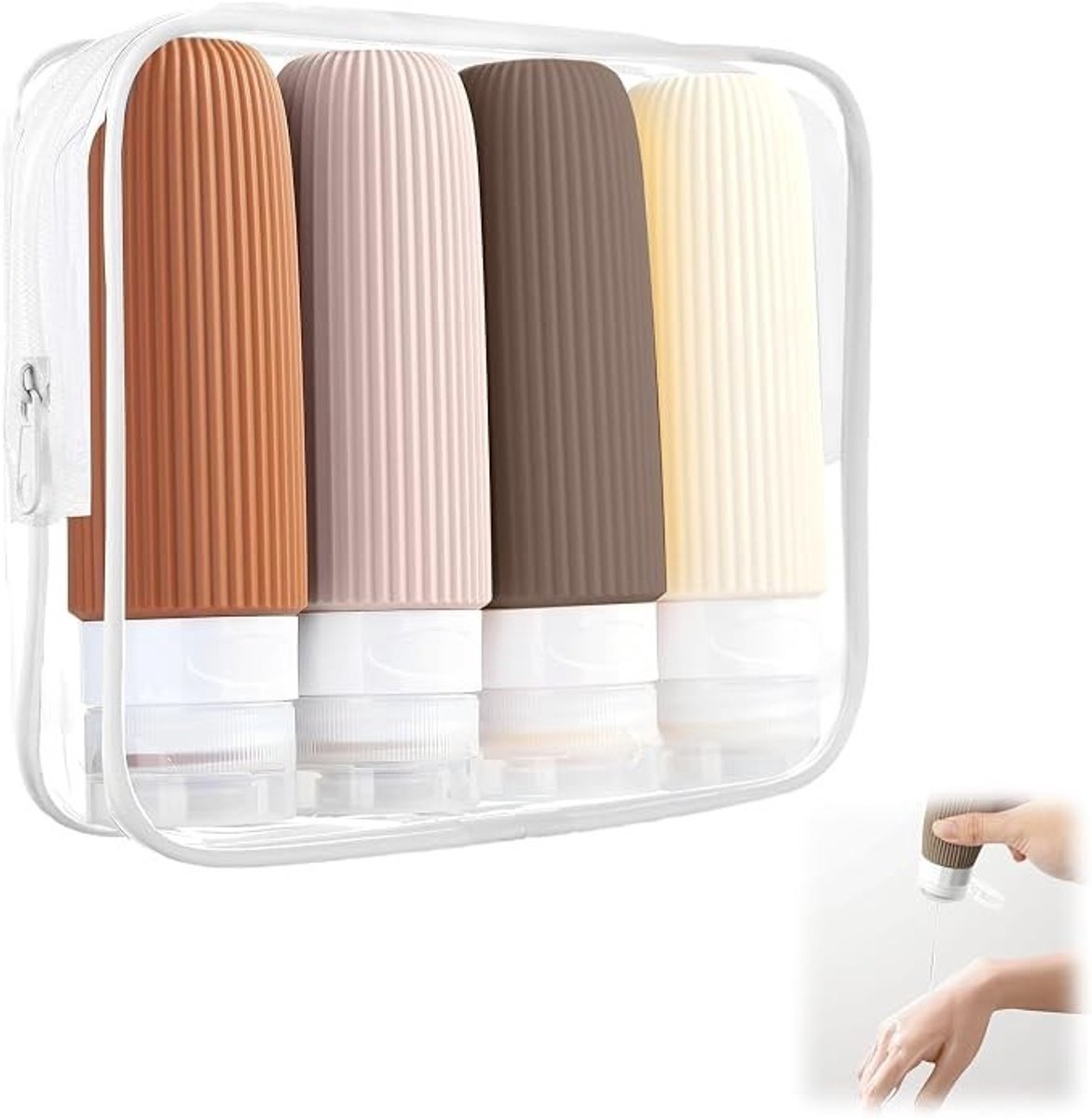 PolkaHome 4 stuks navulbare reisflessen 60 ml - Siliconen toiletartikelen set met etui